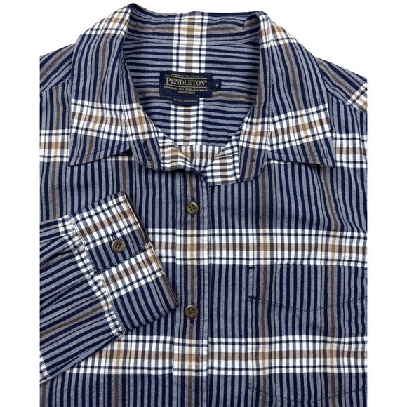 Pendleton Womens Casual Long Sleeve Button Down Shirt Plaid size Small Navy Blue - Picture 1 of 10